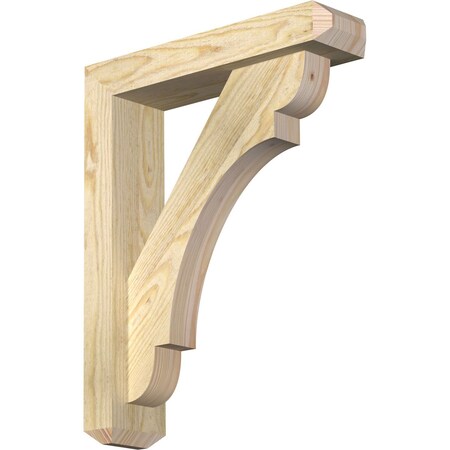 Ekena Millwork Olympic Craftsman Rough Sawn Bracket w/ Offset Brace, Douglas Fir, 4"W x 16"D x 20"H BKT0402X16X20OLY04RDF